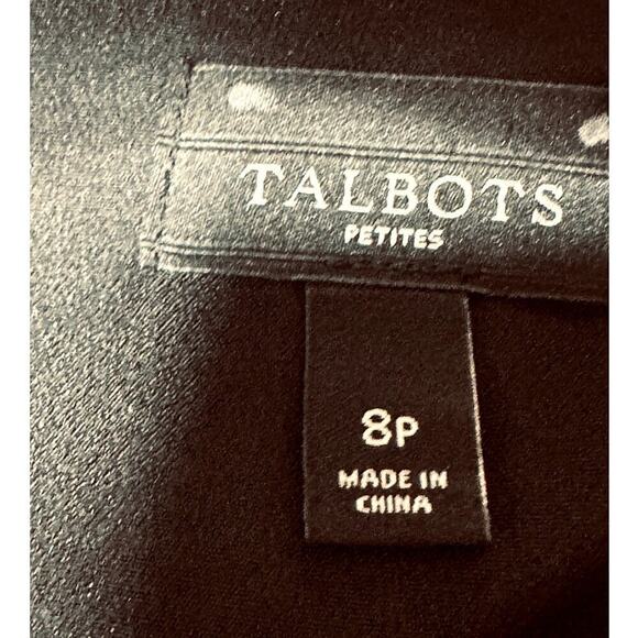 Talbots Gray Black Tweed Short Sleeve Blouse W. Fringe Sleeves Women's Size 8P - Picture 5 of 6